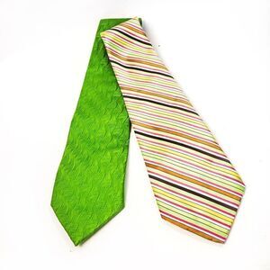 Bright Vintage Tie Bundle: RBM Green Silk & Wembley Striped Poly